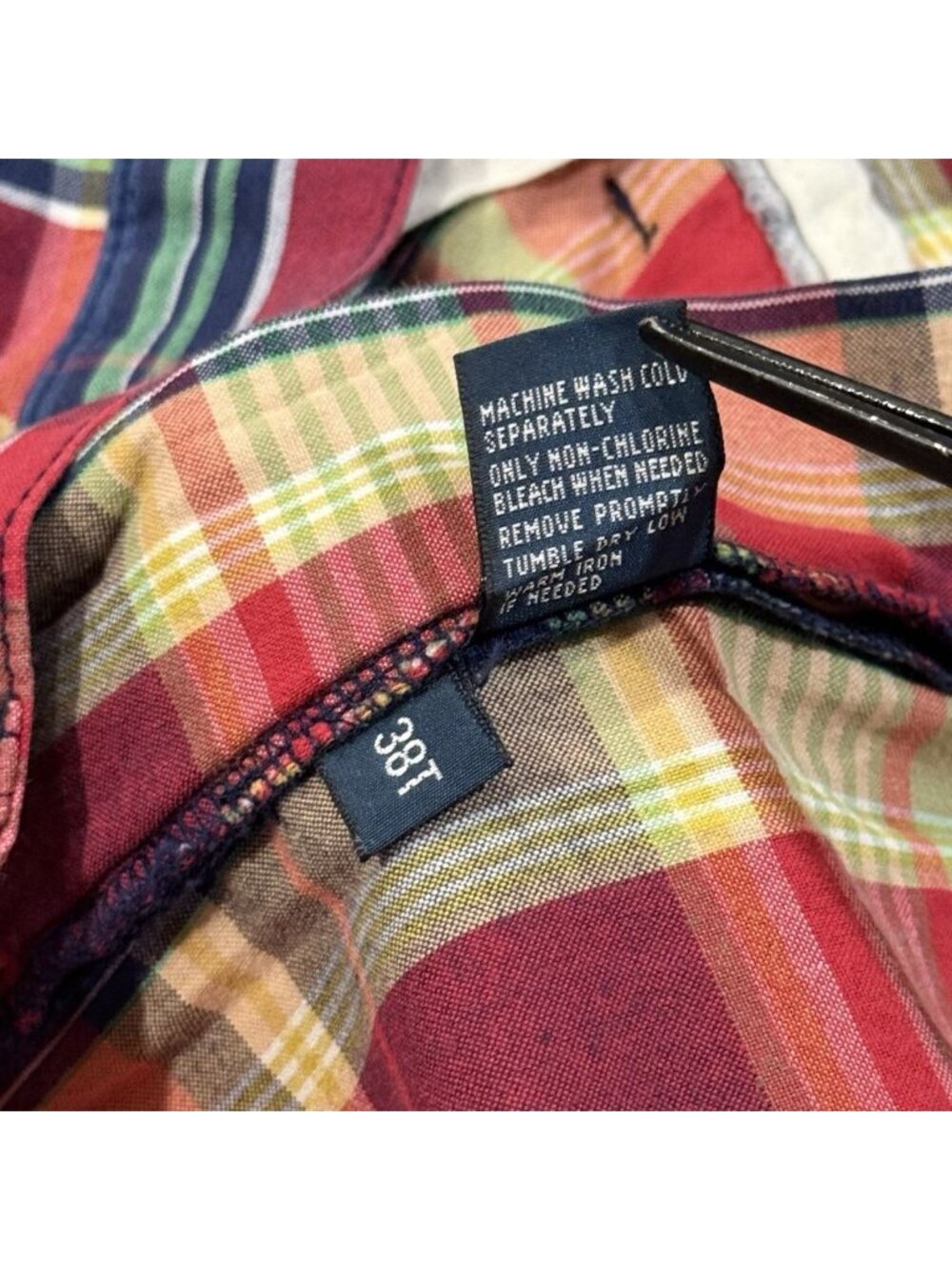 Polo Ralph Lauren Y2K Mens 38 Red Plaid Cotton Multi Color Preppy Golf - Picture 4 of 8